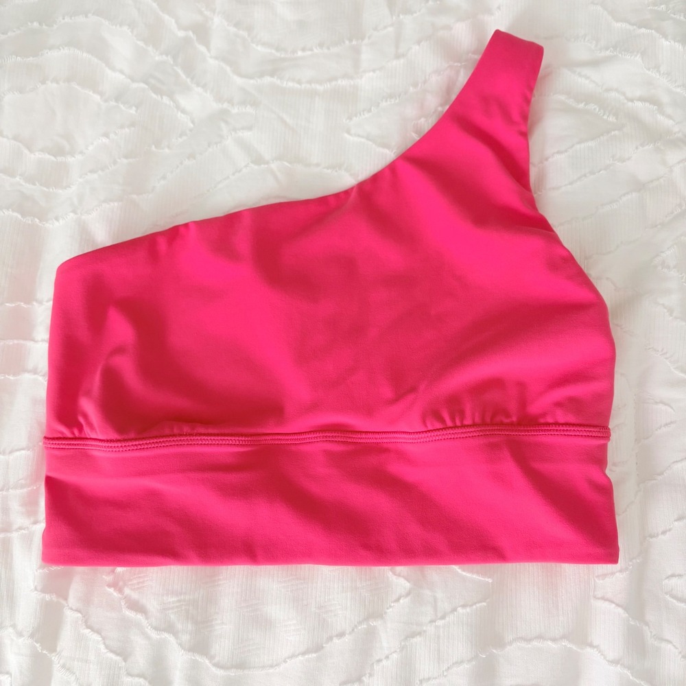 Lululemon Asymmetrical One Shoulder Yoga Bra A/B Cup Womens 6 Sonic Pink